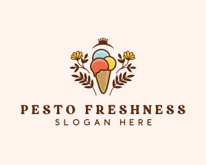 Flower Ice Cream  logo design