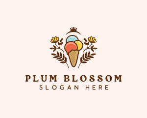 Flower Ice Cream  logo design