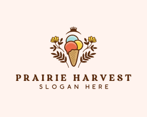 Flower Ice Cream  logo design