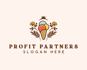 Flower Ice Cream  logo design