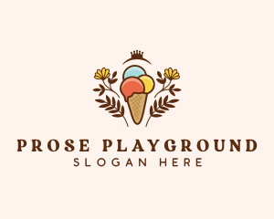 Flower Ice Cream  logo design