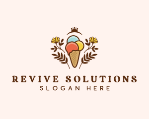 Flower Ice Cream  logo design