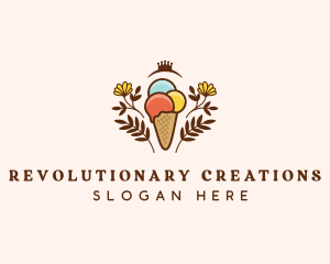 Flower Ice Cream  logo design