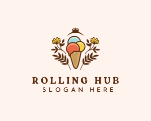 Flower Ice Cream  logo design