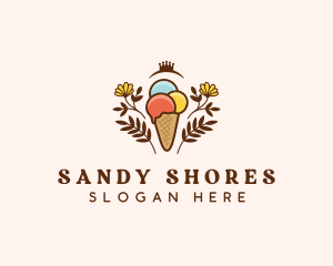 Flower Ice Cream  logo design