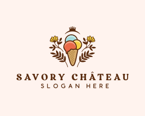 Flower Ice Cream  logo design