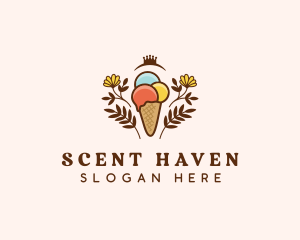 Flower Ice Cream  logo design