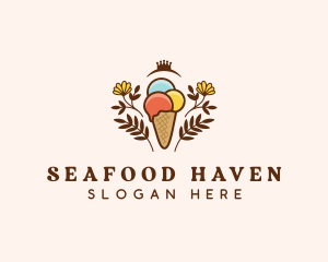 Flower Ice Cream  logo design