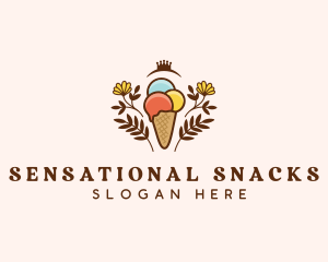 Flower Ice Cream  logo design