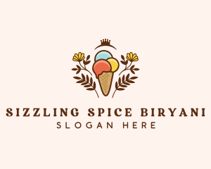 Flower Ice Cream  logo design