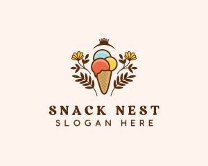 Flower Ice Cream  logo design