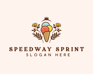 Flower Ice Cream  logo design