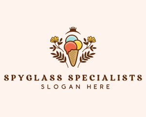 Flower Ice Cream  logo design