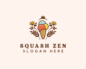 Flower Ice Cream  logo design