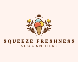 Flower Ice Cream  logo design