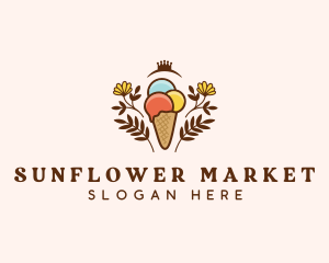 Flower Ice Cream  logo design