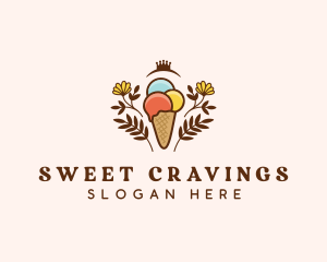 Flower Ice Cream  logo design