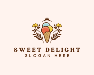 Flower Ice Cream  logo design