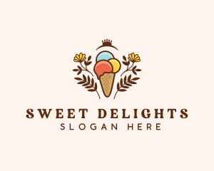 Flower Ice Cream  logo design