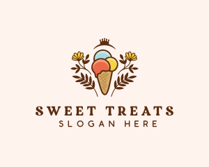 Flower Ice Cream  logo design