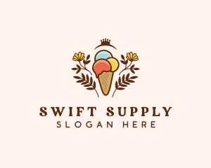 Flower Ice Cream  logo design