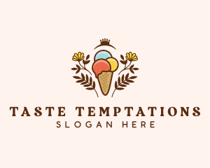 Flower Ice Cream  logo design