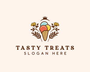 Flower Ice Cream  logo design