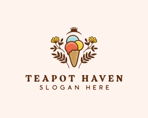 Flower Ice Cream  logo design