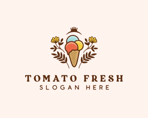 Flower Ice Cream  logo design