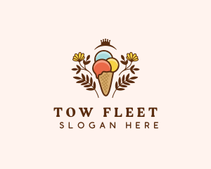 Flower Ice Cream  logo design