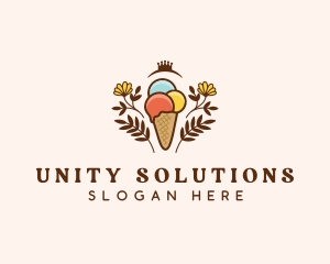 Flower Ice Cream  logo design