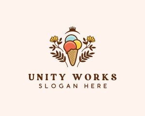 Flower Ice Cream  logo design