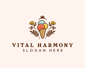 Flower Ice Cream  logo design