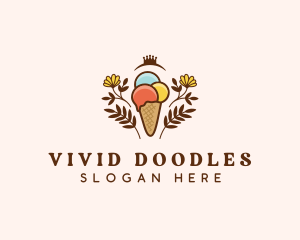 Flower Ice Cream  logo design