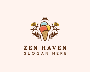 Flower Ice Cream  logo design