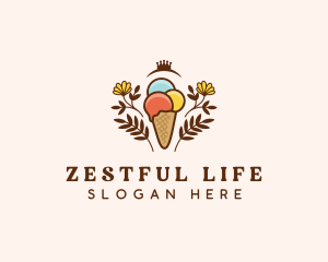 Flower Ice Cream  logo design