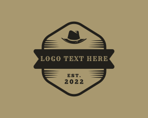 Simple Banner Cowboy Hat logo