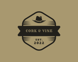 Simple Banner Cowboy Hat logo design