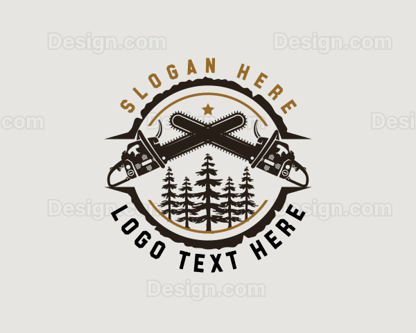 Chainsaw Woodwork Logging Logo