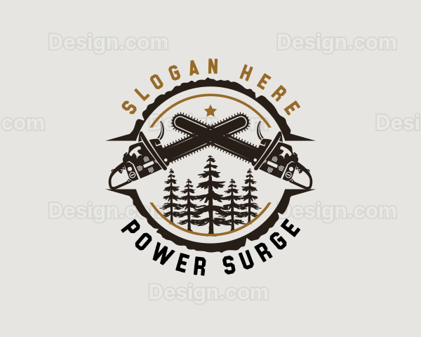 Chainsaw Woodwork Logging Logo