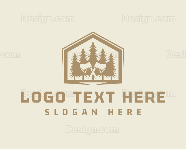 Woodwork Axe Pine Tree Logo