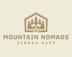 Woodwork Axe Pine Tree logo design