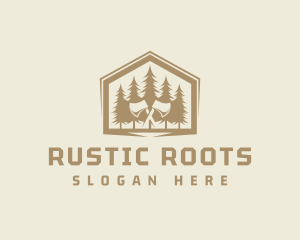 Woodwork Axe Pine Tree logo design