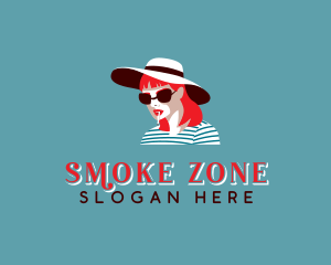 Woman Smoking Hat logo design