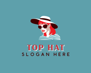 Woman Smoking Hat logo design