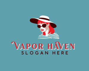 Woman Smoking Hat logo design