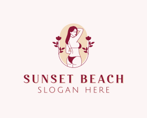 Flower Swimsuit Bikini logo design