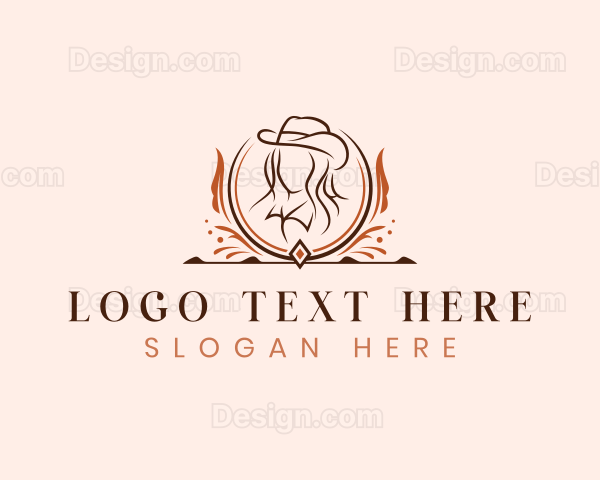 Hat Cowgirl Lady Logo