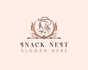 Hat Cowgirl Lady logo design