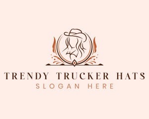 Hat Cowgirl Lady logo design